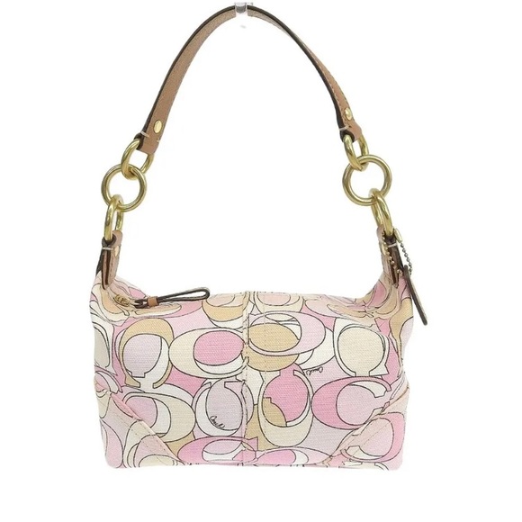 Coach Handbags - RARE Coach Optic Signature Multicolor Handbag Baguette Pouch Pink 41308 Y2K